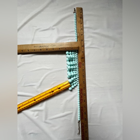 J. Crew Aqua Blue Beaded Bib Necklace statement Graduated Ball Marked nWOT - Picture 7 of 8